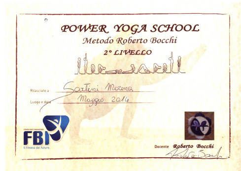 2014 - Attestato di Power Yoga 2° Livello
